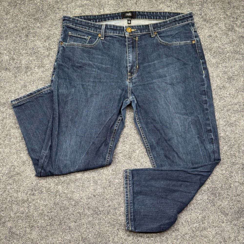 Paige Jeans Mens 38x24 Normandie Straight Leg Blue Stretch Denim